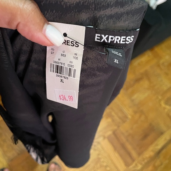 Express Black and Cream Animal Print Lace Cami - Picture 2 of 8